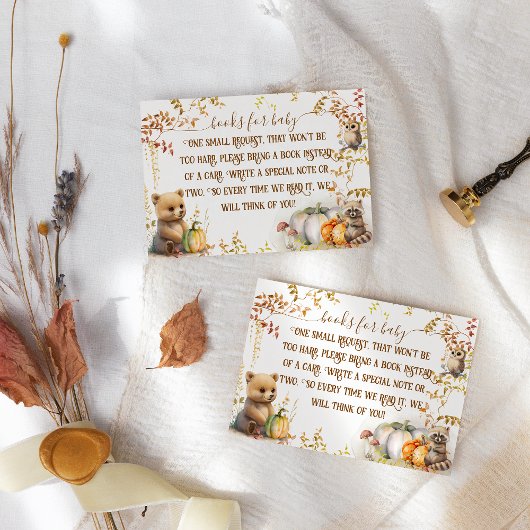 Fall Woodland Pumpkin Baby Showbücher Begleitkarte