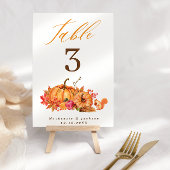 Fall Woodland Pumpkins & Squirrel Script Wedding Tischnummer