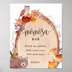 Fall Woodland Tiere Momosa Bar Sign Poster