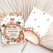 Fall Woodland Wood Slice Baby Dusche Einladung