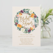 Fall Wreath Bridal Dusche Einladung (Stehend Vorderseite)