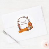 Fall Wreath Digital Painting Runder Aufkleber (Umschlag)