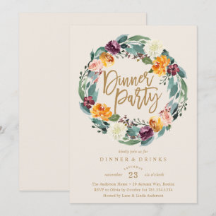 Fall Wreath Dinner Party Einladung