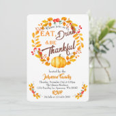 Fall Wreath Erntedank Dinner Einladung (Stehend Vorderseite)
