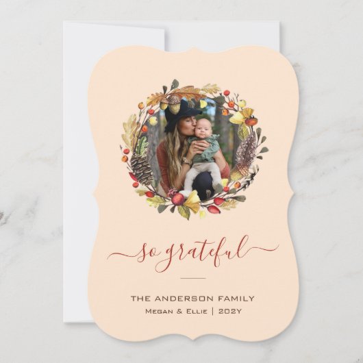 Fall Wreath Fotografy Family Erntedank Feiertagskarte (Vorderseite)
