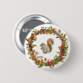 Fall Wreath mit Eichhörnchen-Wasserfarbe Button (Vorne & Hinten)