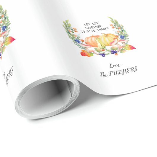 Fall Wreath Pumpkins Erntedank Dinner Monogram Geschenkpapier (Rolleneckpunkt)