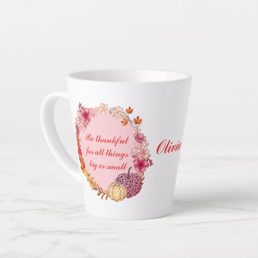 Fall Wreath Quote Latte Tasse (Linke Ecke)
