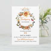 Fall Wreath Sunflower Erntedank Ansammlung Einladung (Stehend Vorderseite)