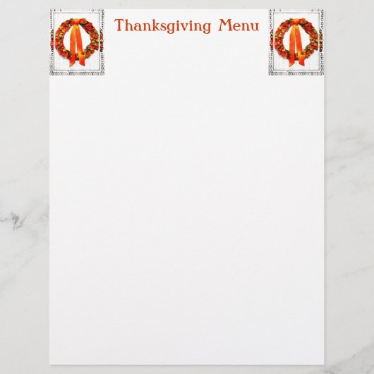 Fall Wreath Thanksgiving Menu (Vorderseite)