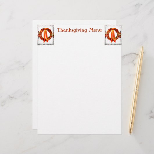 Fall Wreath Thanksgiving Menu (Vorderseite/Rückseite Beispiel)
