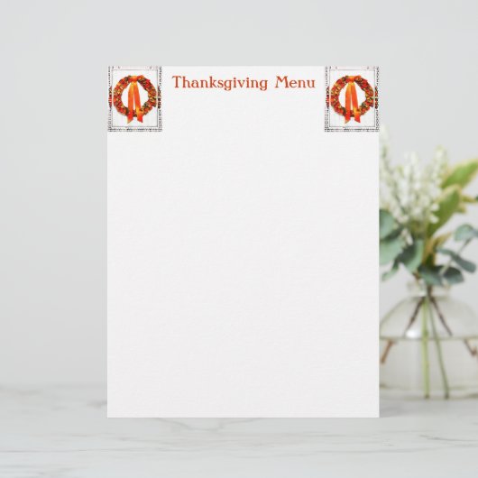 Fall Wreath Thanksgiving Menu (Stehend Vorderseite)