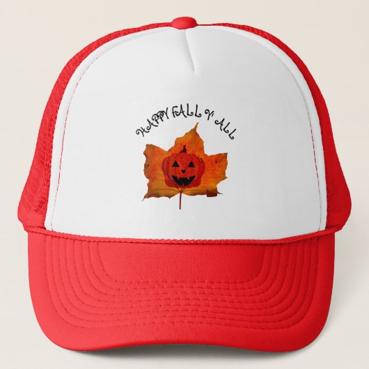 FALL Y' ALL AUTUMN LEAVES FUNNY PUMPKIN TRUCKERKAPPE (Vorderseite)