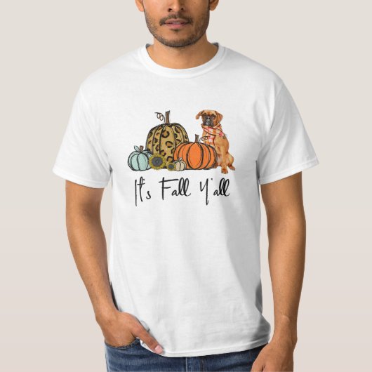 Fall Y all Pumpkin Boxer Dog T-Shirt (Vorderseite)