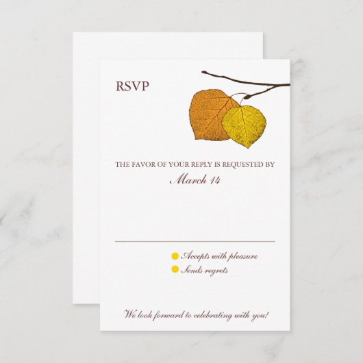 Fallaspen-Paare-UAWG-Antwortkarte RSVP Karte (Vorne/Hinten)