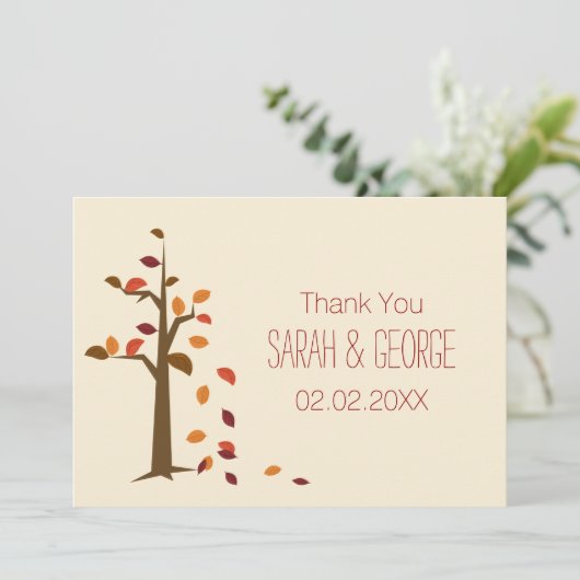 Fallbaum, Herbsthochzeit Danke Karten (Stehend Vorderseite)