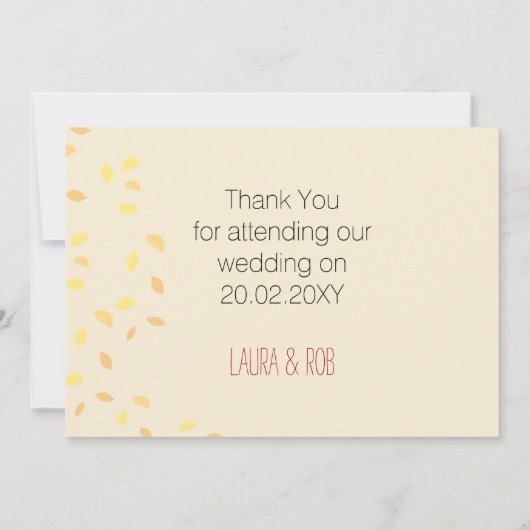 Fallbaum, Herbsthochzeit Danke Karten (Rückseite)