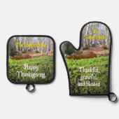 Fallbaum im Herbstmoos - Personalisiert Ofenhandschuh & Topflappen-Set (Vorderseite)