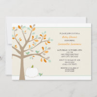Fallbaum mit weißem Kürbis Babydusche Invites