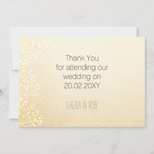 Fallbaum, Rustikale Hochzeit im Herbst Dankeschön Einladung (Rückseite)