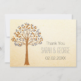 Fallbaum, Rustikale Hochzeit im Herbst Dankeschön Einladung