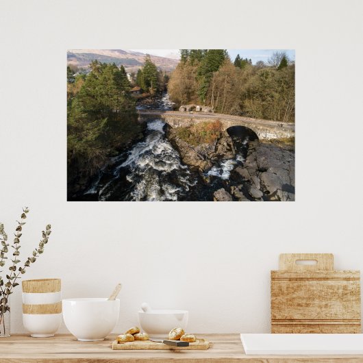 Fälle der Luftaufnahme von Dochart Poster (Küche)