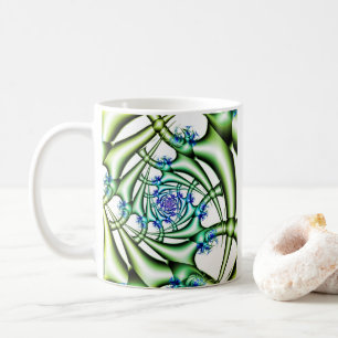 Falle Kunst des blauen und grünen Fraktals Kaffeetasse