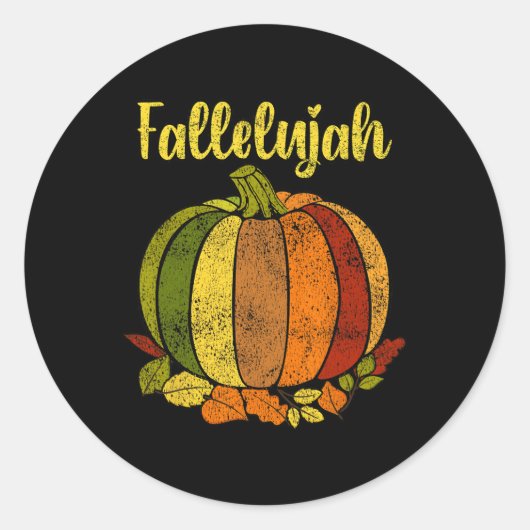 Fallelujah Fall Pumpkin Retro Distressed Autumn Ha Runder Aufkleber (Vorderseite)