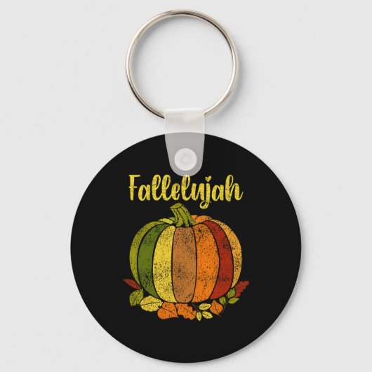 Fallelujah Fall Pumpkin Retro Distressed Autumn Ha Schlüsselanhänger (Vorderseite)