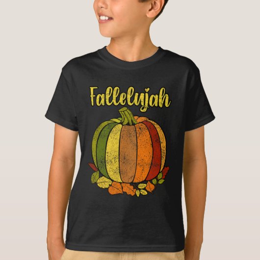 Fallelujah Fall Pumpkin Retro Distressed Autumn Ha T-Shirt (Vorderseite)