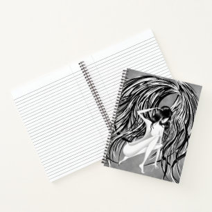 Fallen Angel grau monochrom Notizblock