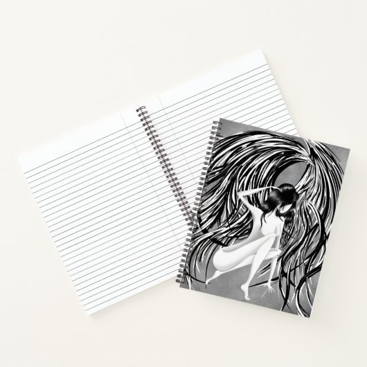 Fallen Angel grau monochrom Notizblock (Innenseite)