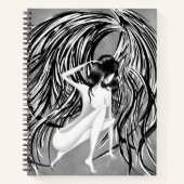 Fallen Angel grau monochrom Notizblock (Vorderseite)