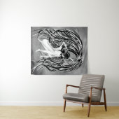 Fallen Angel grau monochrom Wandteppich (Beispiel (Horizontal))