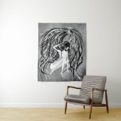 Fallen Angel grau monochrom Wandteppich (Beispiel)