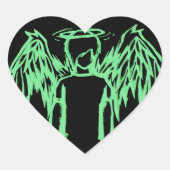 Fallen Angel Green Herz-Aufkleber (Vorderseite)