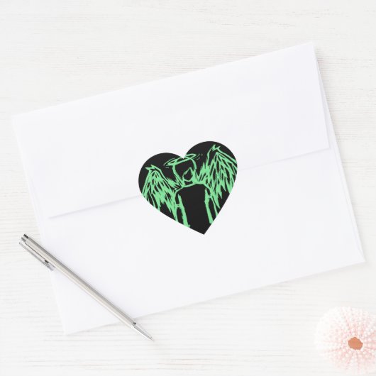 Fallen Angel Green Herz-Aufkleber (Umschlag)