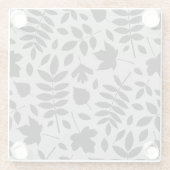 Fallen Blätter Big Pattern Black auf Grau Glasuntersetzer (Rückseite)