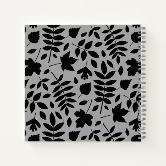Fallen Blätter Big Pattern Black auf Grau Notizblock (Rückseite)