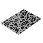 Fallen Blätter Big Pattern Black auf Grau Notizblock (Linke Seite)