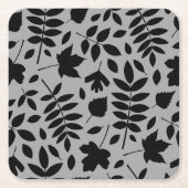 Fallen Blätter Big Pattern Black auf Grau Rechteckiger Pappuntersetzer (Vorderseite)