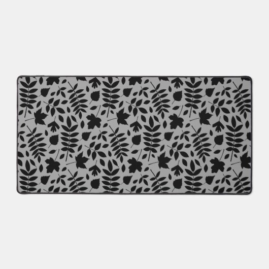Fallen Blätter Big Pattern Black auf Grau Schreibtischunterlage (Vorderseite)