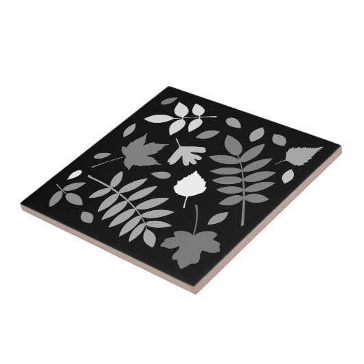 Fallen Blätter Design Grays White Black Fliese (Seite)