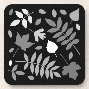 Fallen Blätter Design Grays White Black Getränkeuntersetzer
