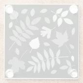 Fallen Blätter Design Grays White Black Glasuntersetzer (Rückseite)