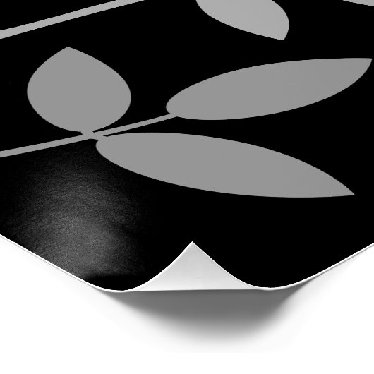 Fallen Blätter Design Grays White Black Poster (Ecke)