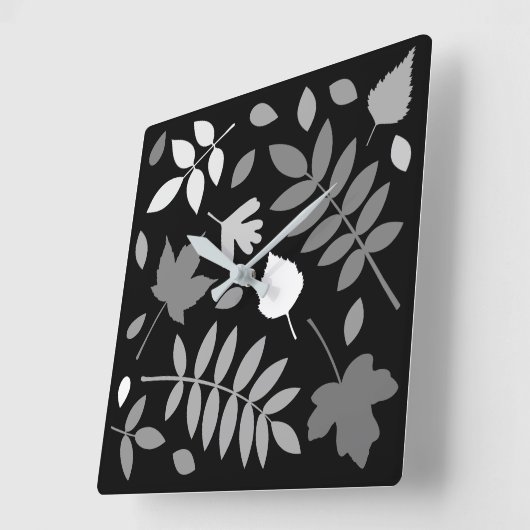 Fallen Blätter Design Grays White Black Quadratische Wanduhr (Winkel)
