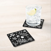 Fallen Blätter Design Grays White Black Rechteckiger Pappuntersetzer (Vor Ort)