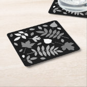 Fallen Blätter Design Grays White Black Rechteckiger Pappuntersetzer (angewinkelt)