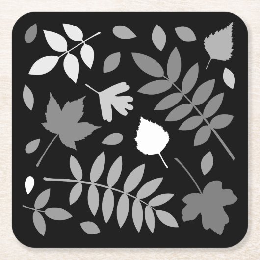 Fallen Blätter Design Grays White Black Rechteckiger Pappuntersetzer (Vorderseite)